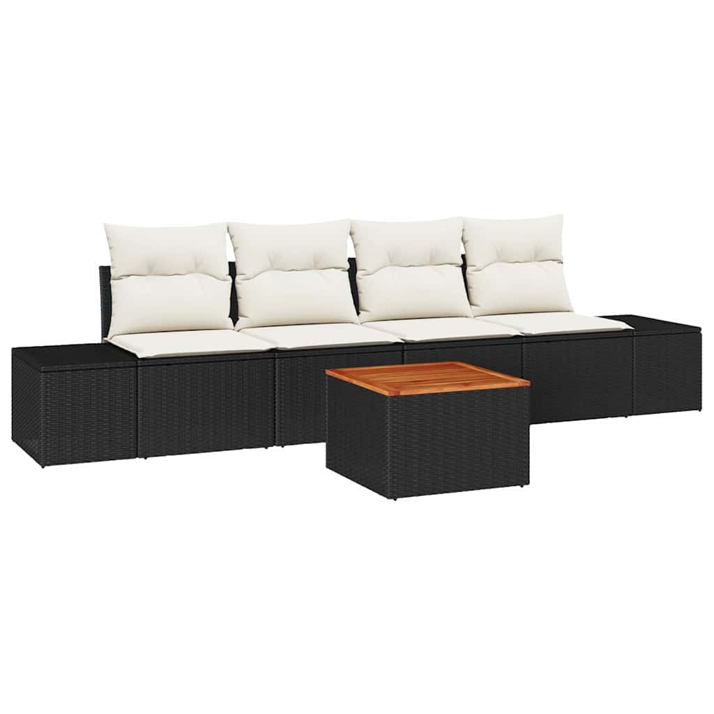 Set Divano da Giardino 5 pcs Nero e bianco - immagine 2