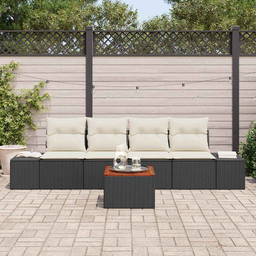 Set Divano da Giardino 5 pcs Nero e bianco - immagine 3