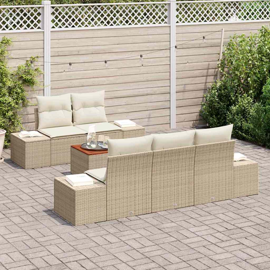 Set Divano da Giardino 6 pcs Beige e bianco - immagine 3