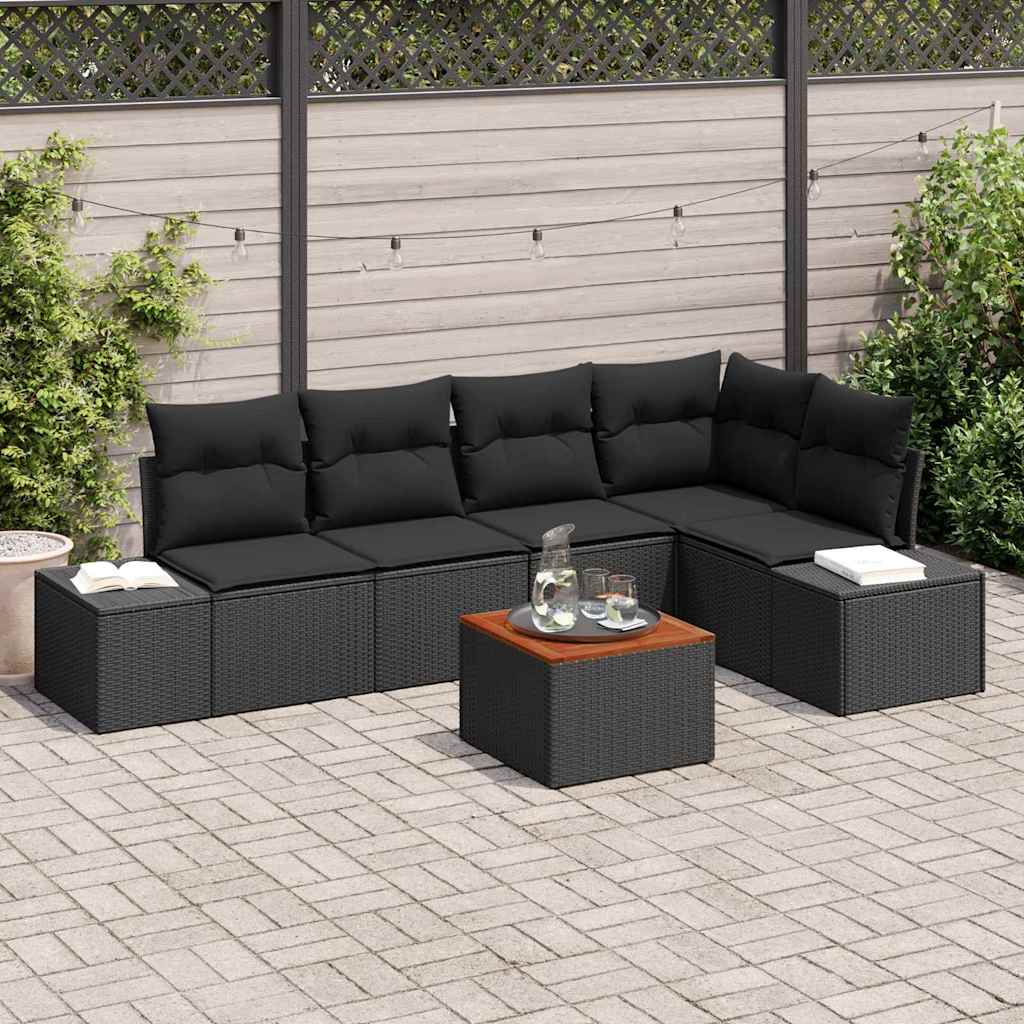 Set Divano da Giardino 6 pcs Nero