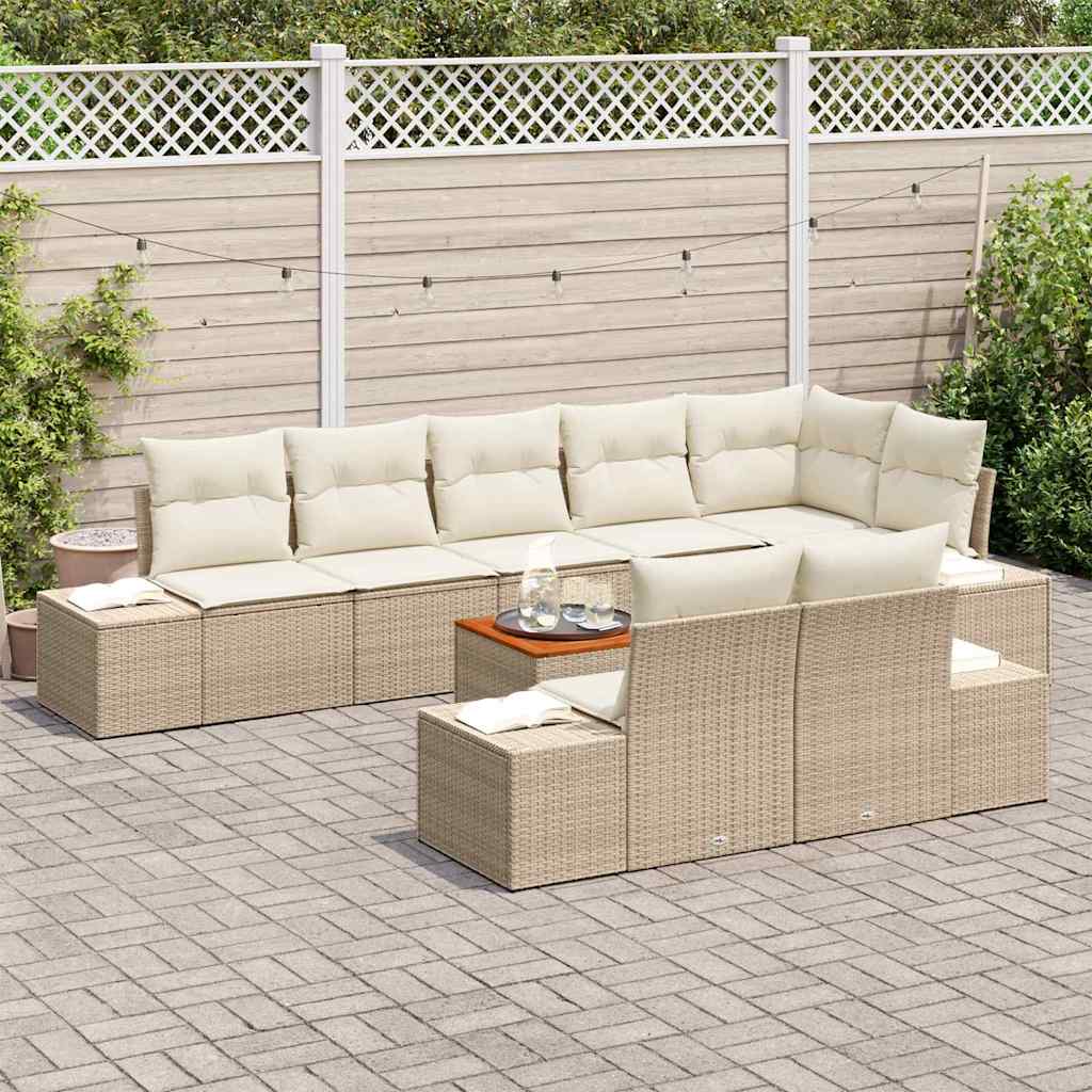Set Divano da Giardino 9 pcs Beige e bianco - immagine 3