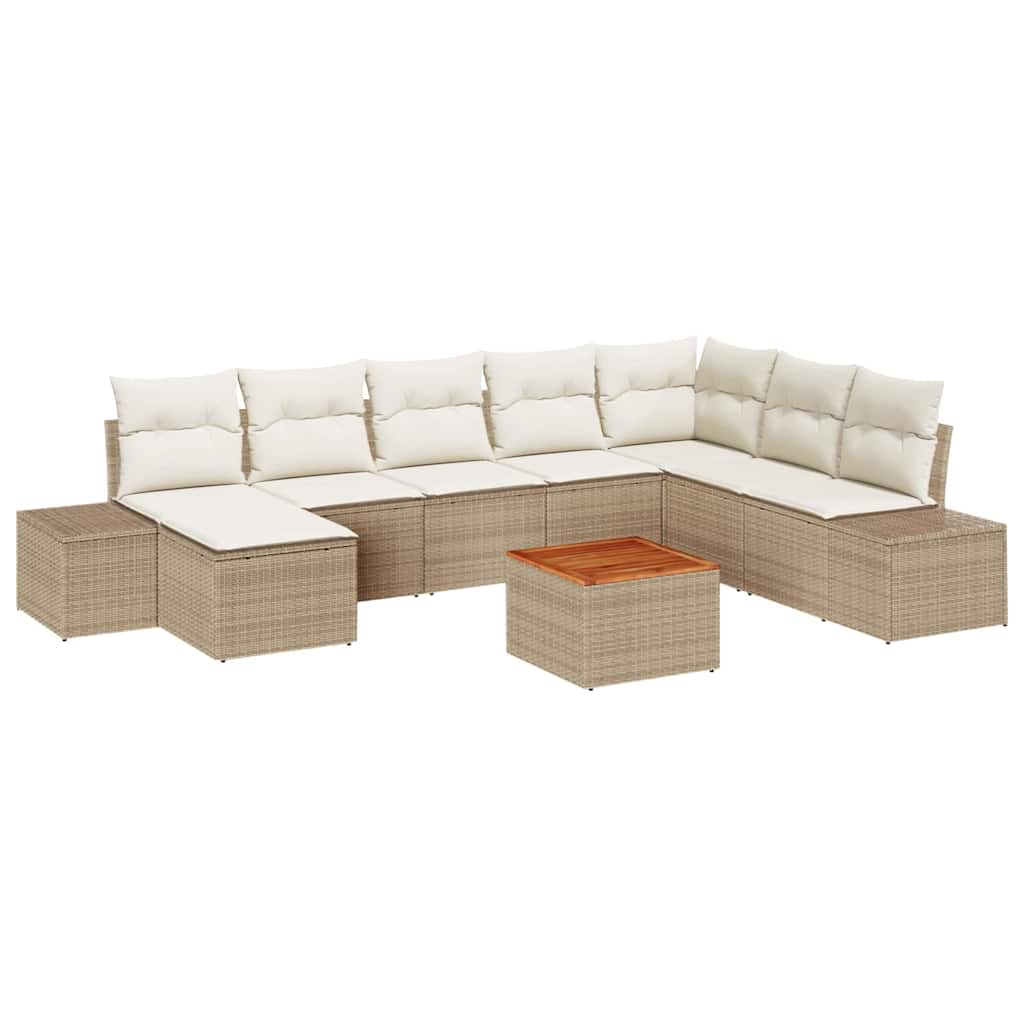 Set Divano da Giardino 9 pcs Beige e bianco - immagine 2