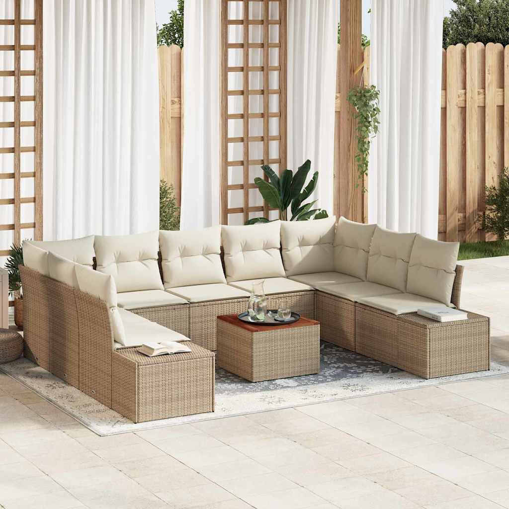 Set Divano da Giardino 10 pcs Beige e bianco