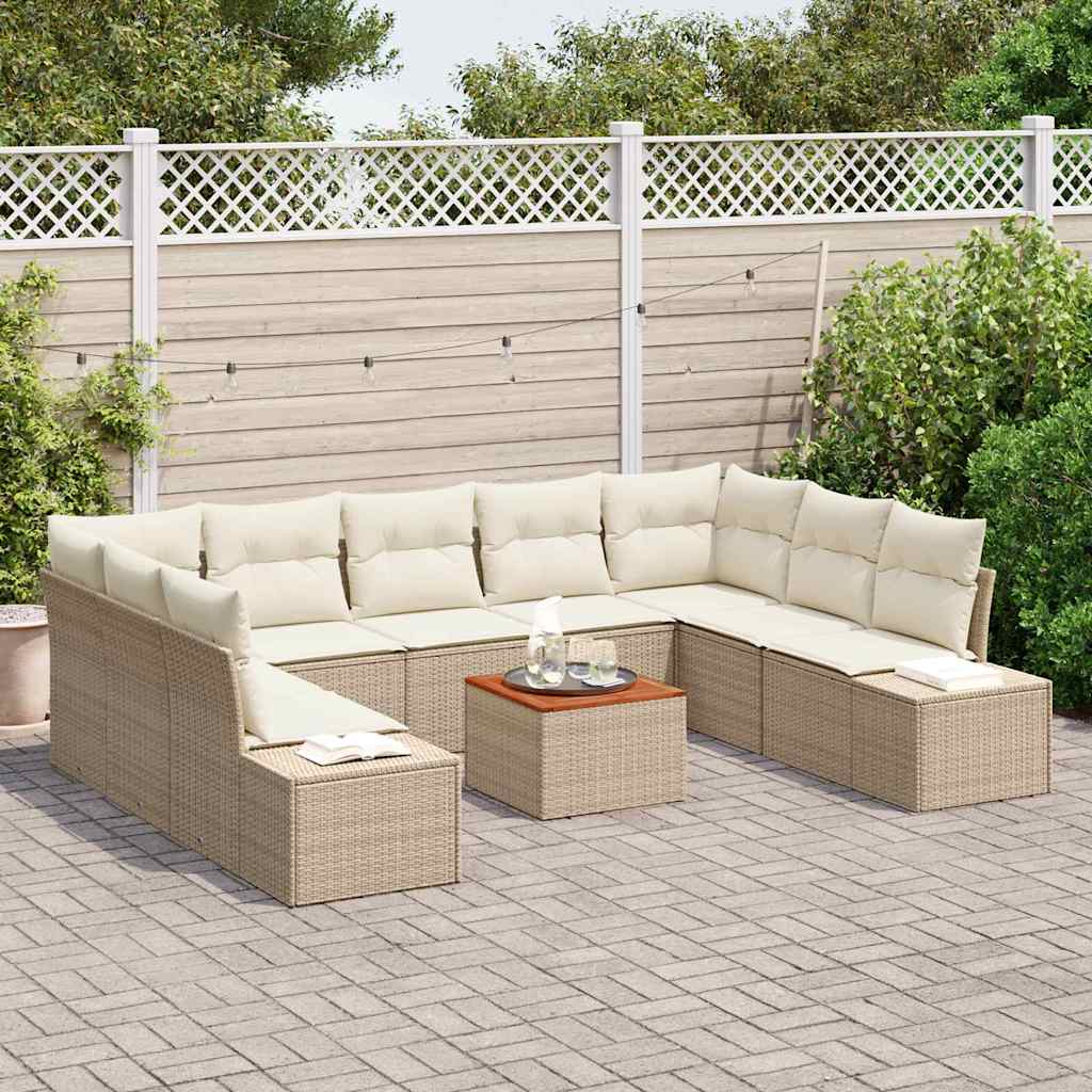Set Divano da Giardino 10 pcs Beige e bianco - immagine 3