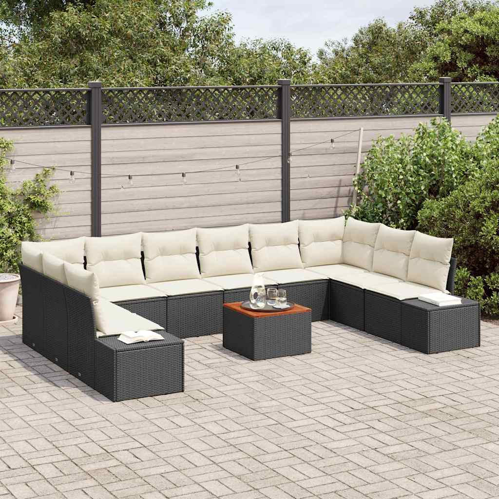 Set Divano da Giardino 11 pcs Nero e bianco - immagine 3