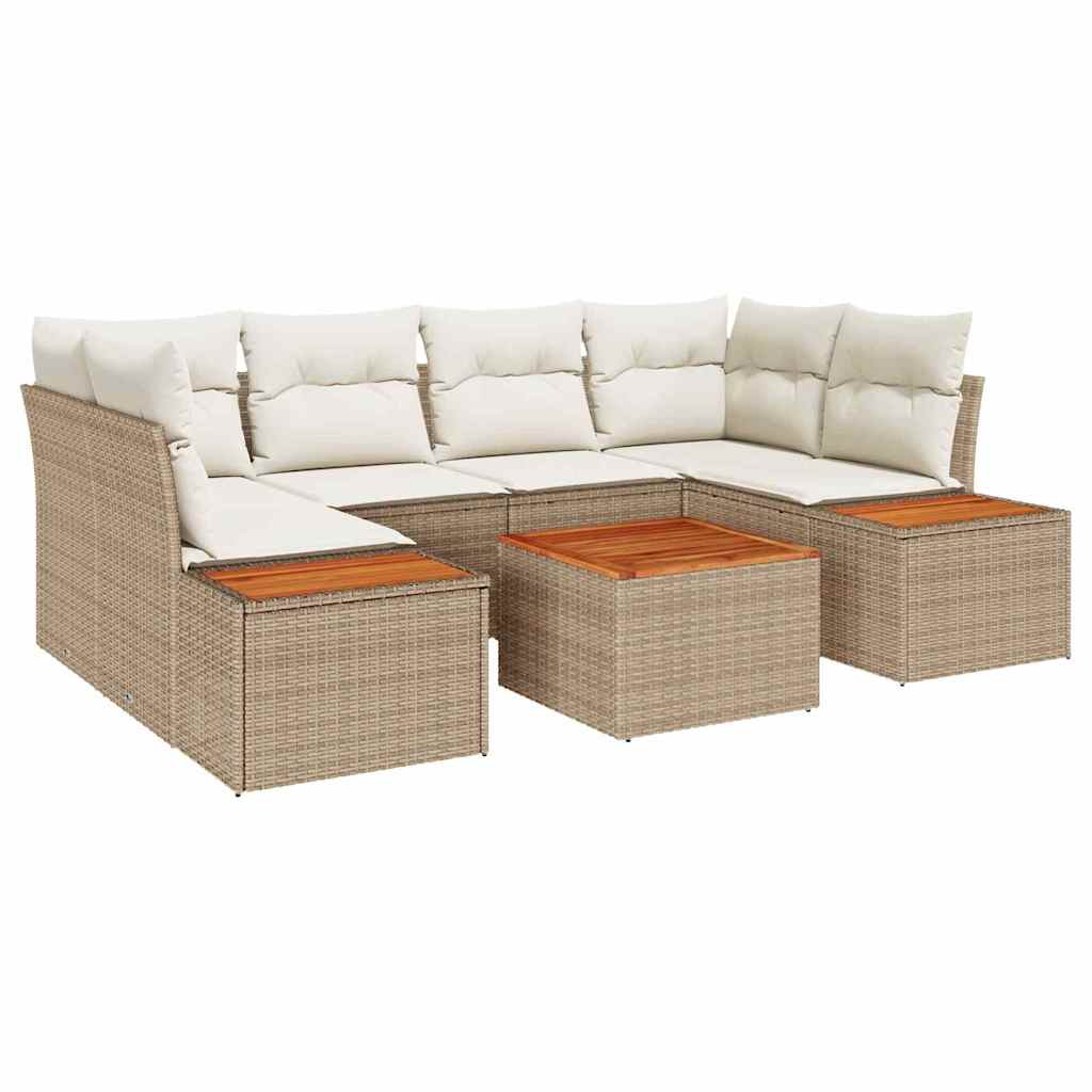 Set Divano da Giardino con cuscino 6 pcs Beige Poly Rattan - immagine 2