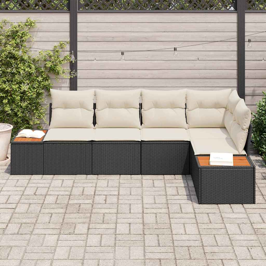 Set Divano da Giardino 5 pcs Nero e crema 264 x 154 x 85 cm - immagine 3