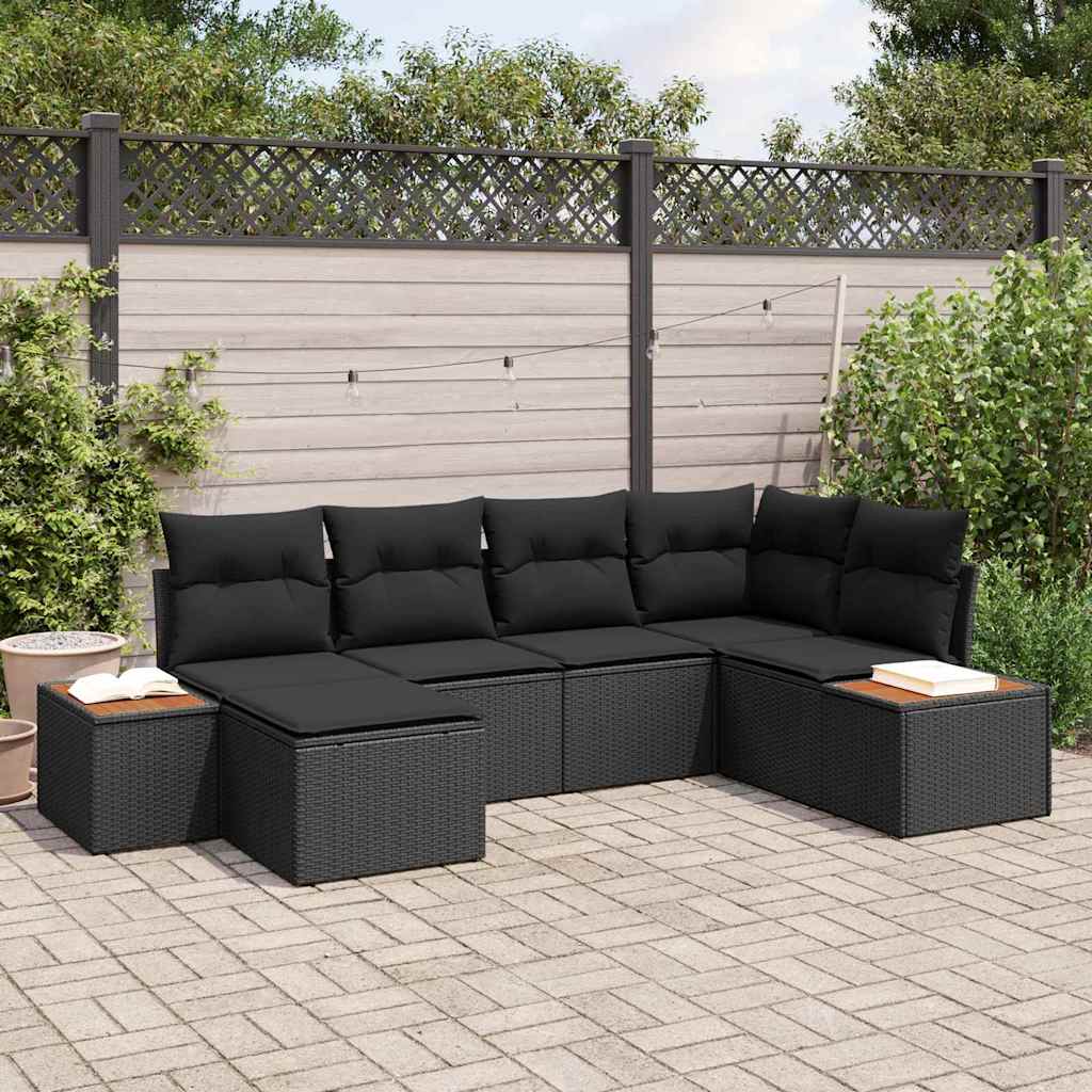 Set Divano da Giardino 6 pcs Nero 264 x 154 x 85 cm Poly Rattan