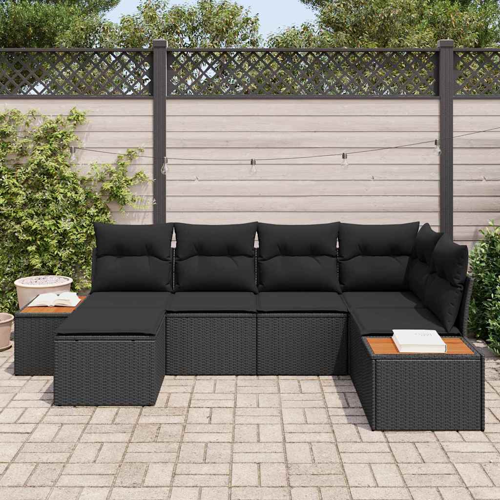Set Divano da Giardino 6 pcs Nero 264 x 154 x 85 cm Poly Rattan - immagine 3