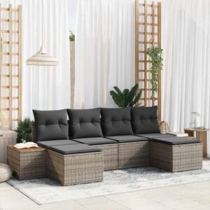 Set Divano da Giardino 6 pcs Grigio 184 x 62 x 85 cm