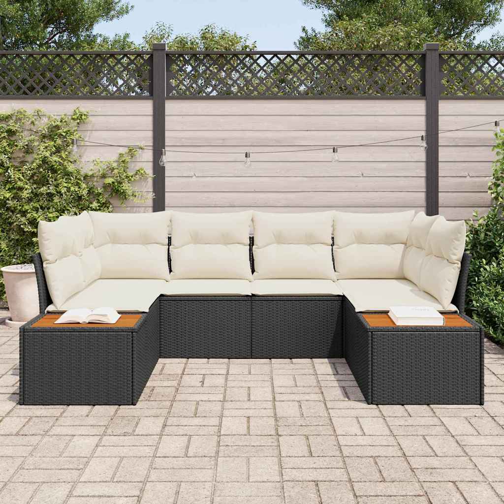 Set Divano da Giardino 6 pcs Nero e crema 234 x 154 x 85 cm - immagine 3