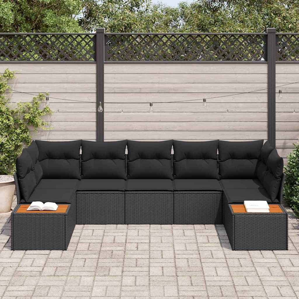 Set Divano da Giardino 7 pcs Nero 289 x 154 x 85 cm Poly Rattan - immagine 3