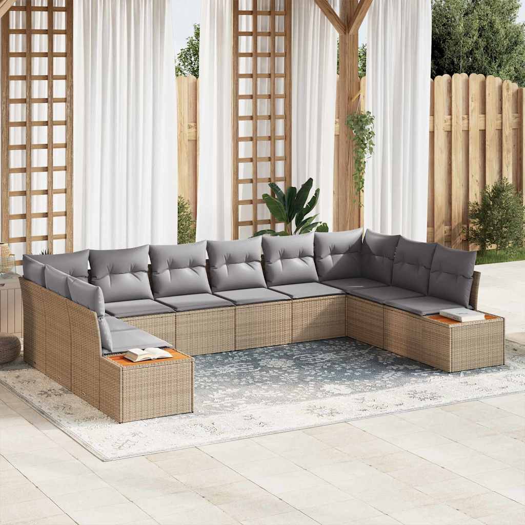 Set Divano da Giardino con cuscino 10 pcs beige e grigio chiaro