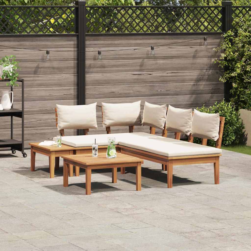 Set Divano da Giardino 4 pcs Marrone e Crema - immagine 4