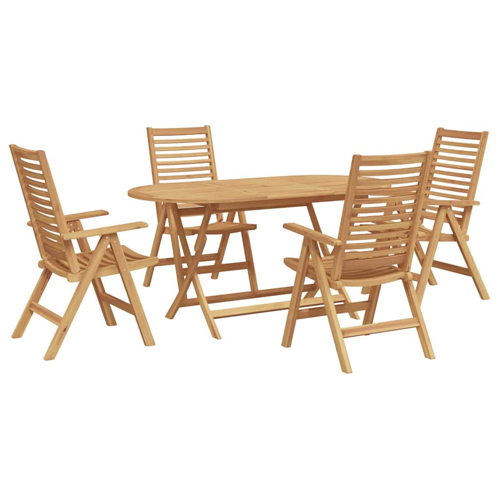 Set da Pranzo per Giardino 5 pcs Marrone Legno massello di teak - immagine 2