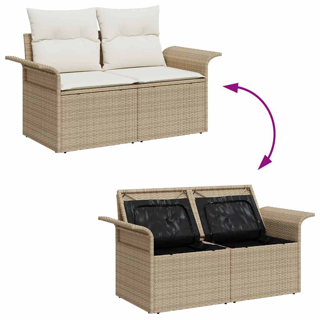 Set Divano da Giardino con cuscino 8 pcs Beige Poly Rattan - immagine 4