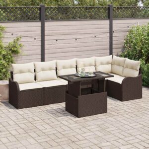Set Divano da Giardino 7 pcs Marrone 100 x 55 x 73 cm