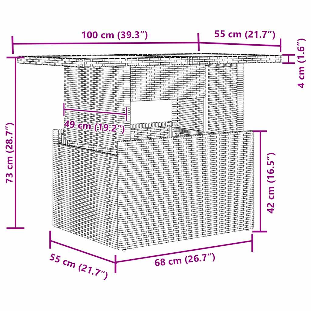 Set Divano da Giardino 9 pcs Beige 100 x 55 x 73 cm Poly Rattan - immagine 7