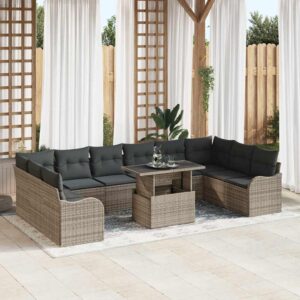 Set Divano da Giardino 11 pcs Grigio 100 x 55 x 73 cm