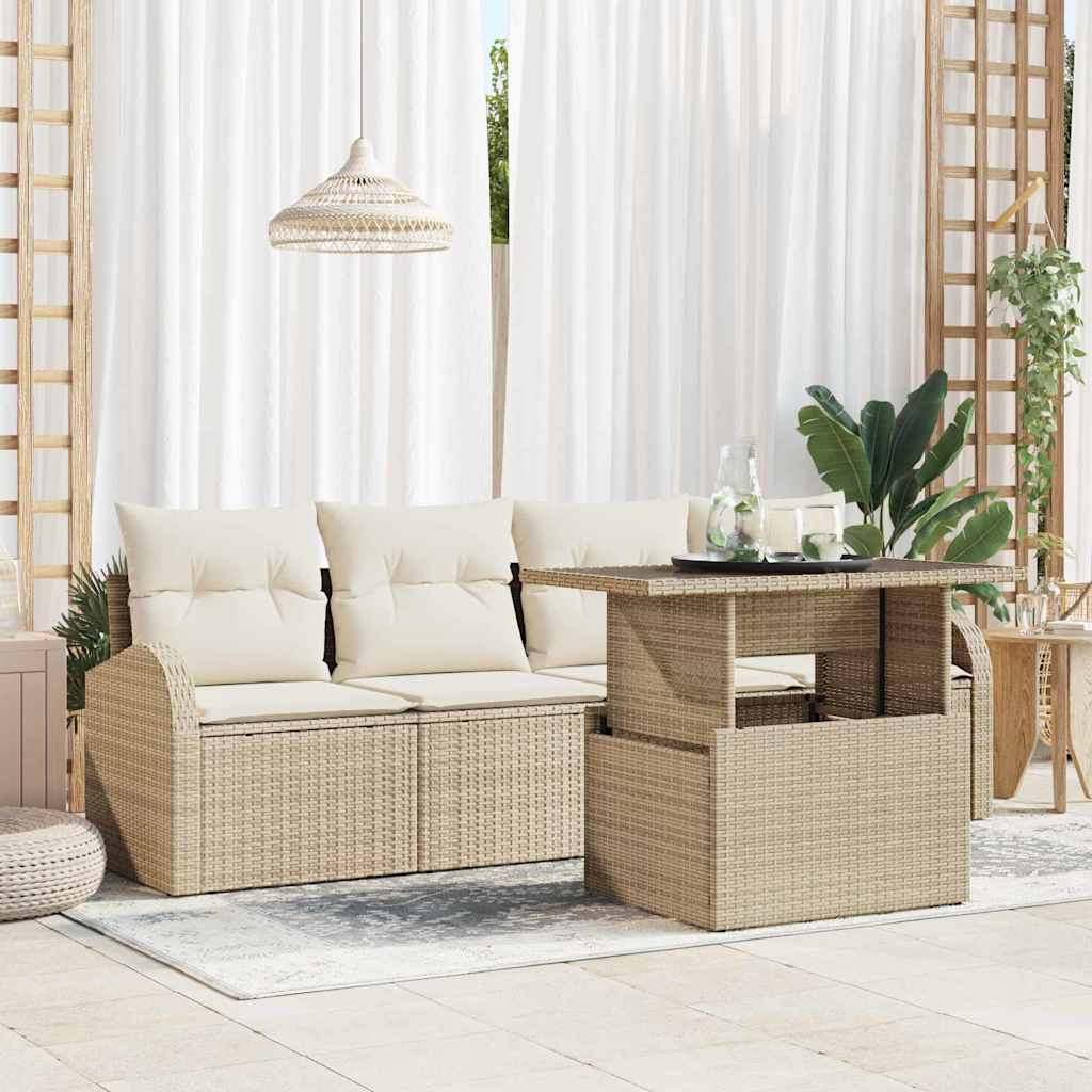 Set Divano da Giardino 5 pcs Beige 100 x 55 x 73 cm Poly Rattan