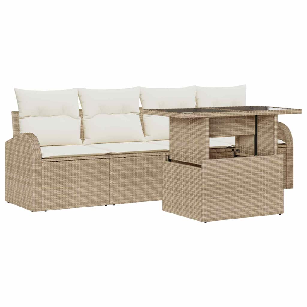Set Divano da Giardino 5 pcs Beige 100 x 55 x 73 cm Poly Rattan - immagine 2