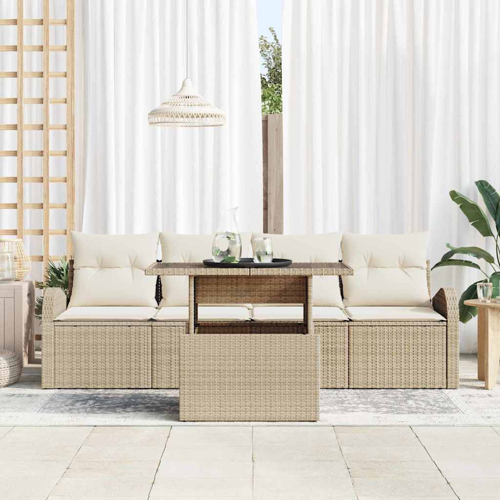 Set Divano da Giardino 5 pcs Beige 100 x 55 x 73 cm Poly Rattan - immagine 3