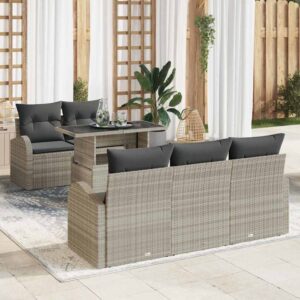 Set Divano da Giardino 6 pcs Grigio chiaro 100 x 55 x 73 cm