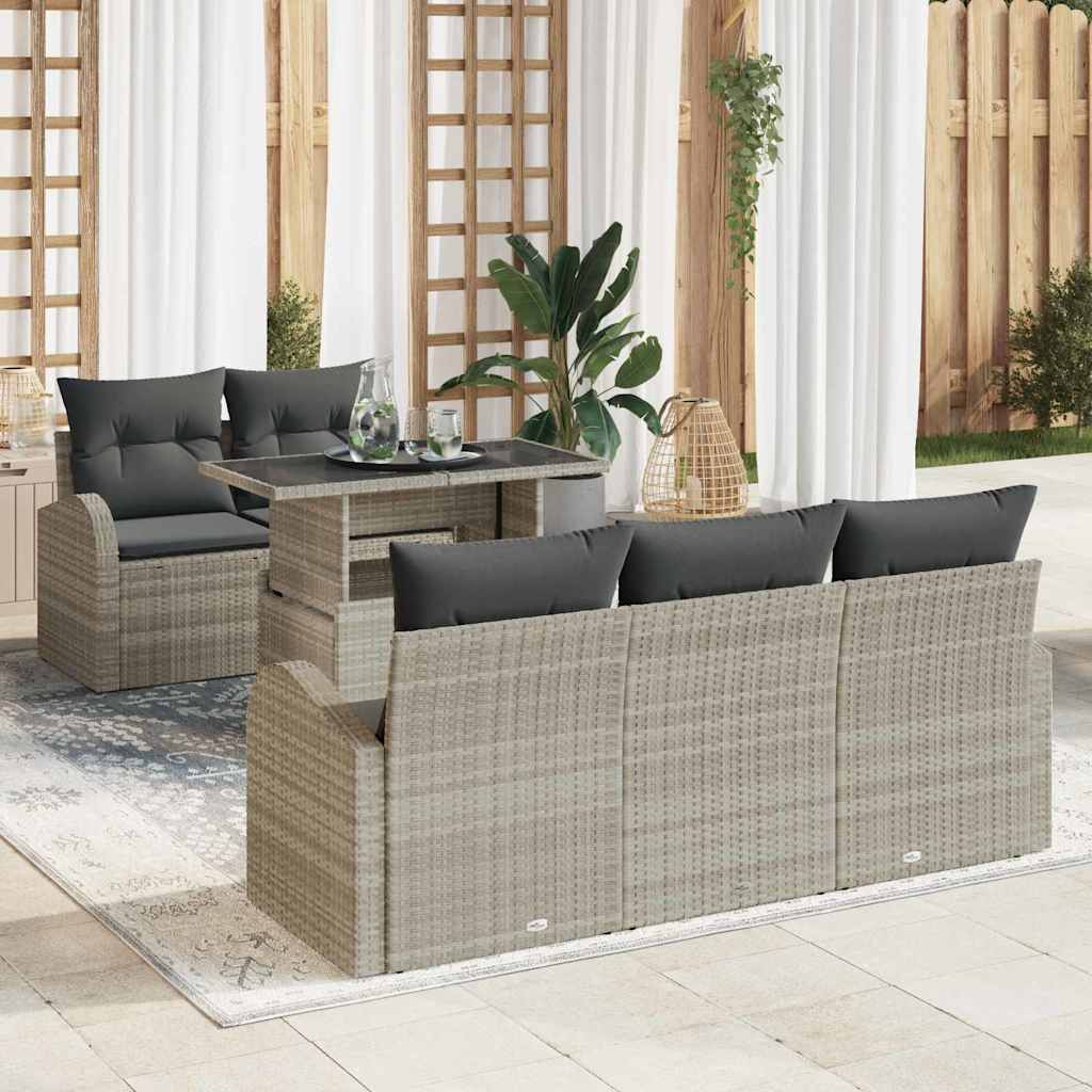 Set Divano da Giardino 6 pcs Grigio chiaro 100 x 55 x 73 cm