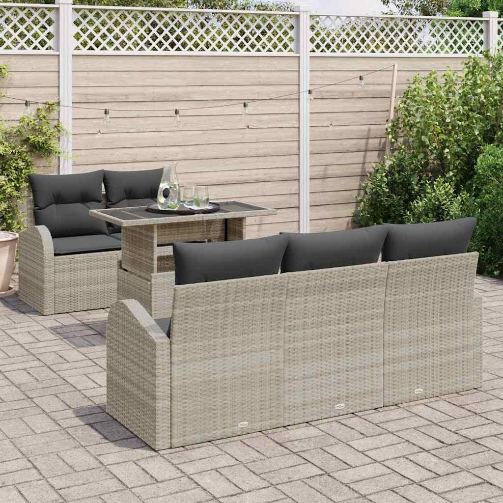 Set Divano da Giardino 6 pcs Grigio chiaro 100 x 55 x 73 cm - immagine 3