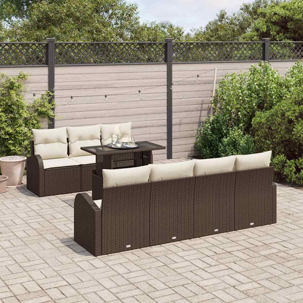 Set Divano da Giardino 8 pcs Marrone Rattan in Polipropilene - immagine 3