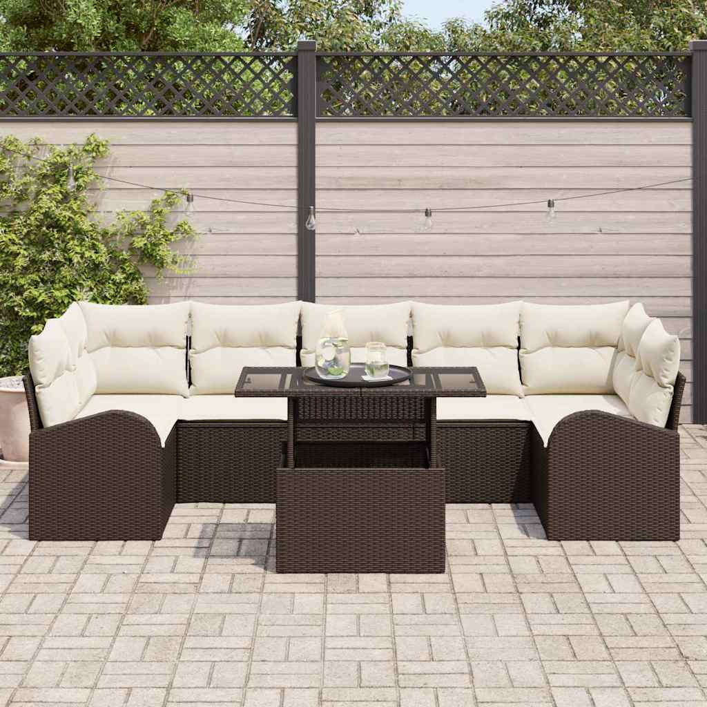 Set Divano da Giardino 8 pcs Marrone 100 x 55 x 73 cm - immagine 3