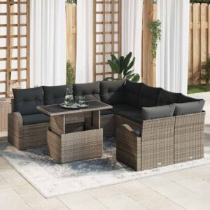 Set Divano da Giardino 9 pcs Grigio 100 x 55 x 73 cm