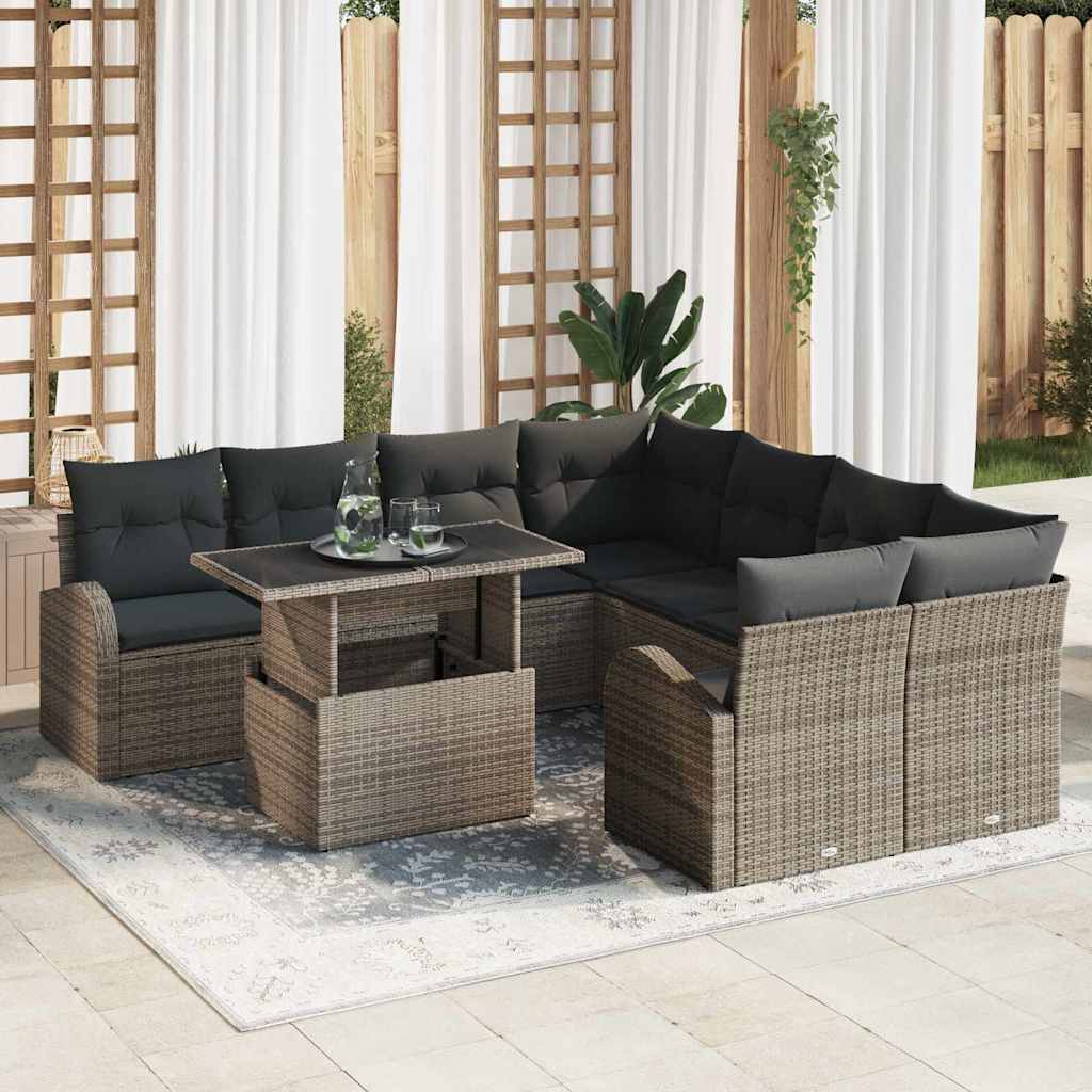 Set Divano da Giardino 9 pcs Grigio 100 x 55 x 73 cm