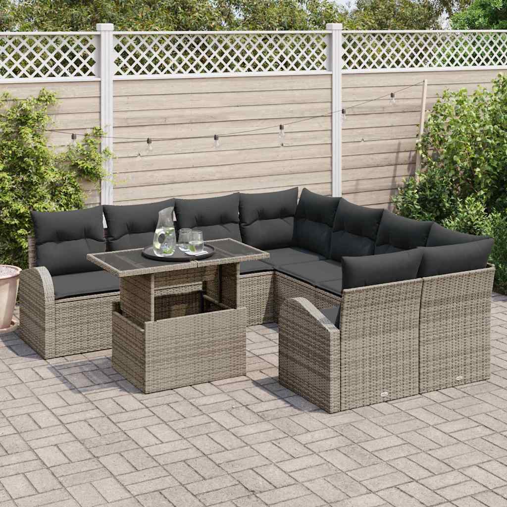 Set Divano da Giardino 9 pcs Grigio 100 x 55 x 73 cm - immagine 3