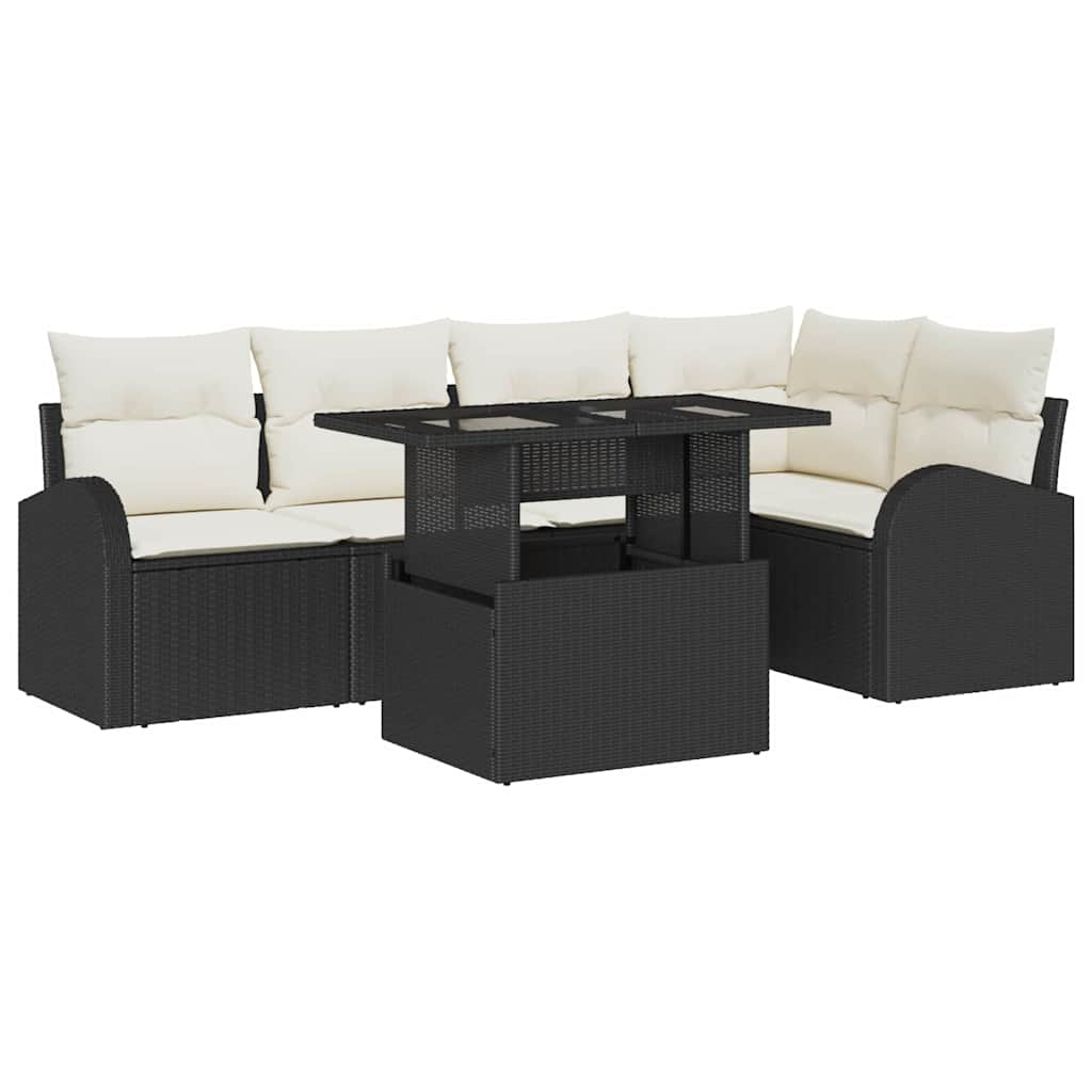Set Divano da Giardino 6 pcs Nero 100 x 55 x 73 cm Poly Rattan - immagine 2
