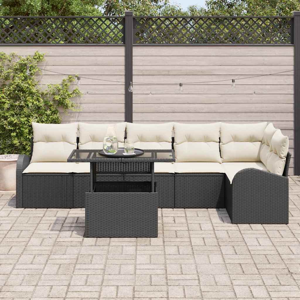 Set Divano da Giardino 7 pcs Nero 100 x 55 x 73 cm Poly Rattan - immagine 3