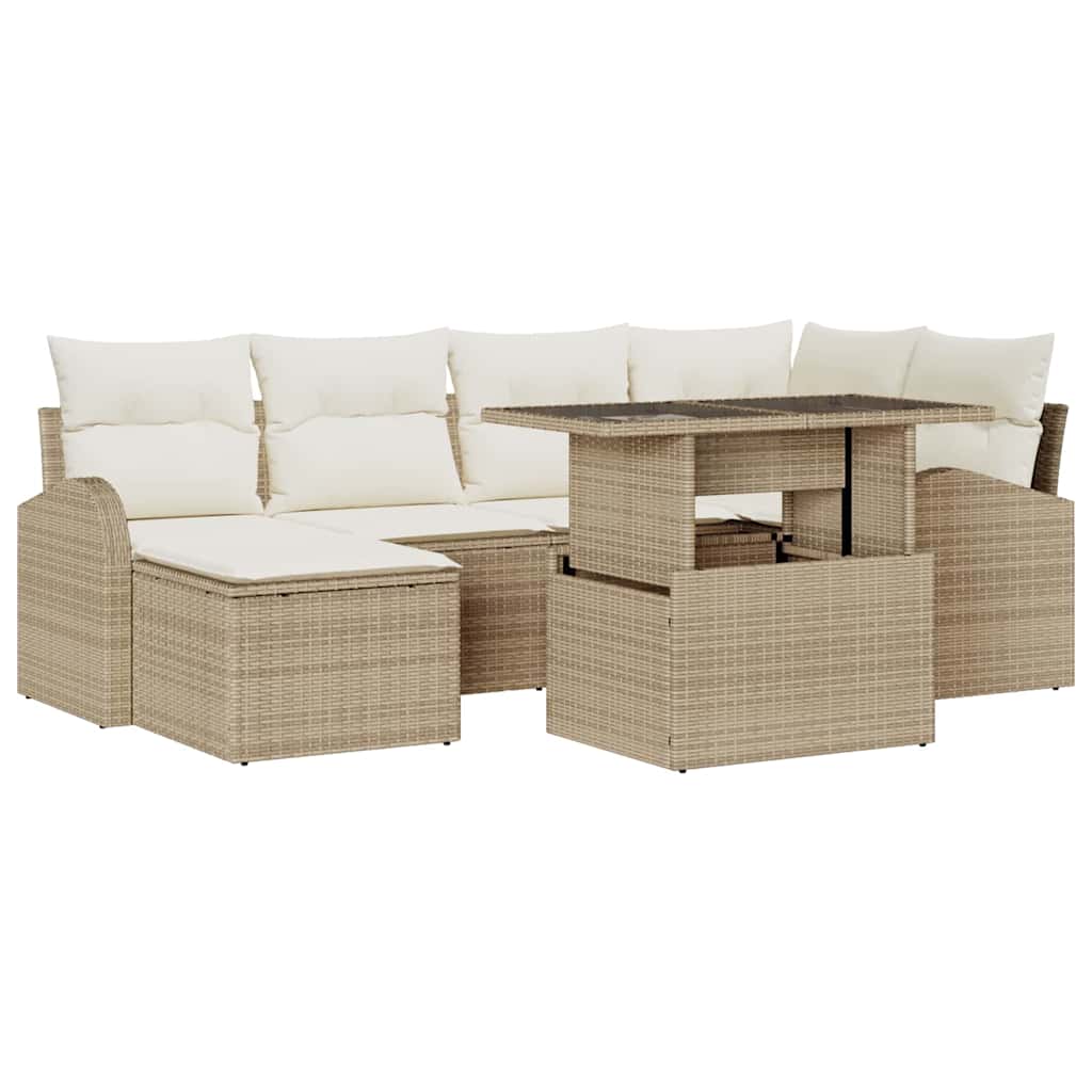 Set Divano da Giardino 7 pcs Beige Poly Rattan - immagine 2