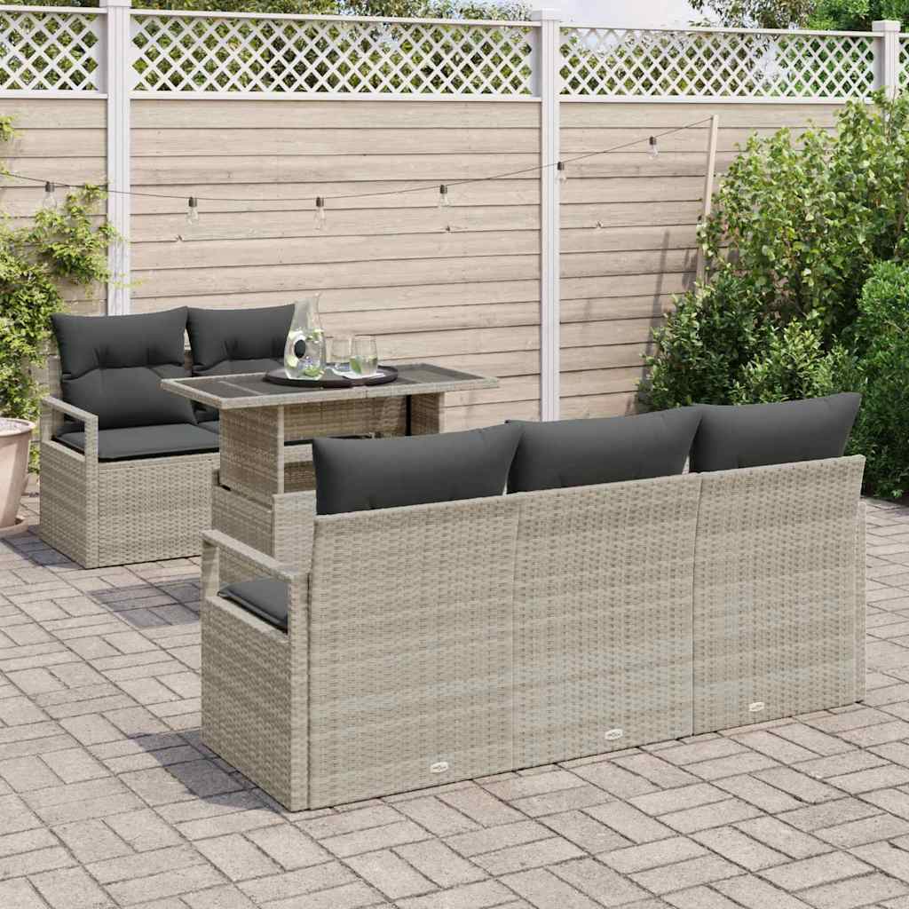Set Divano da Giardino 6 pcs Grigio chiaro Poly Rattan - immagine 3