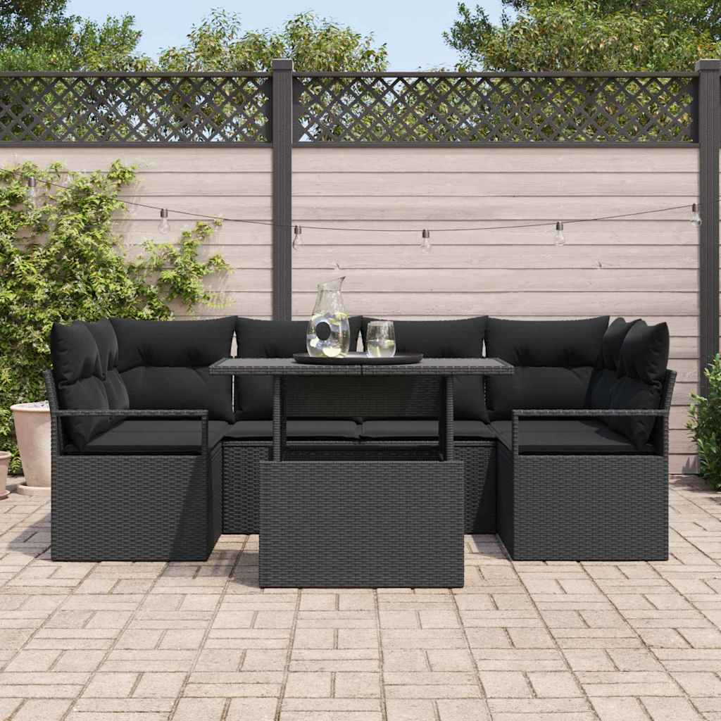 Set Divano da Giardino 7 pcs Grigio chiaro Poly Rattan - immagine 3