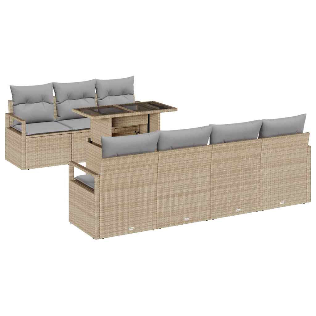 Set Divano da Giardino 8 pcs Beige Poly Rattan - immagine 2