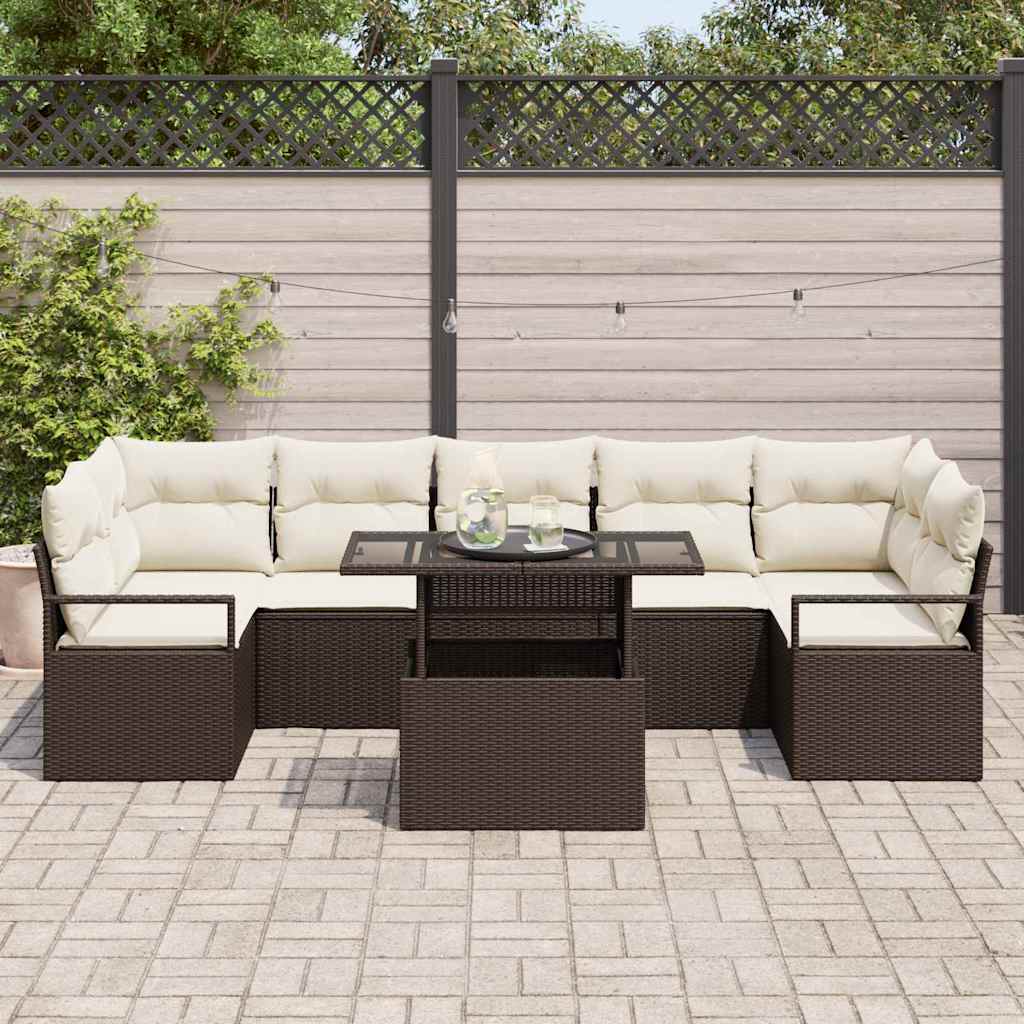 Set Divano da Giardino 8 pcs Marrone Poly Rattan - immagine 3