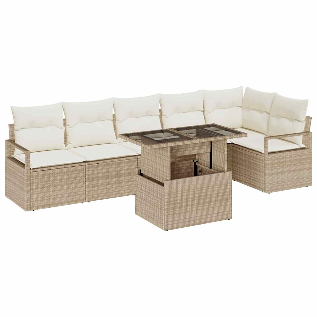 Set Divano da Giardino 7 pcs Beige Poly Rattan - immagine 2