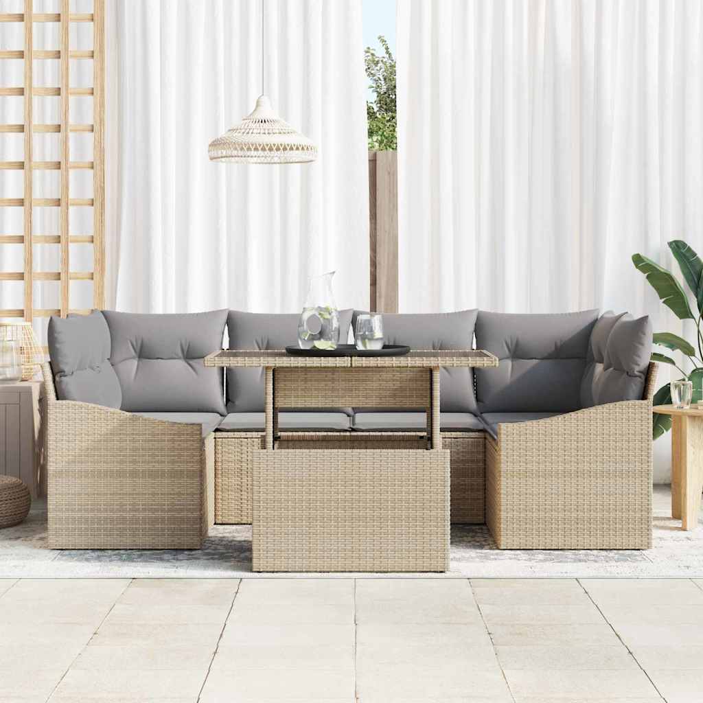 Set Divano da Giardino 7 pcs Grigio Poly Rattan - immagine 3