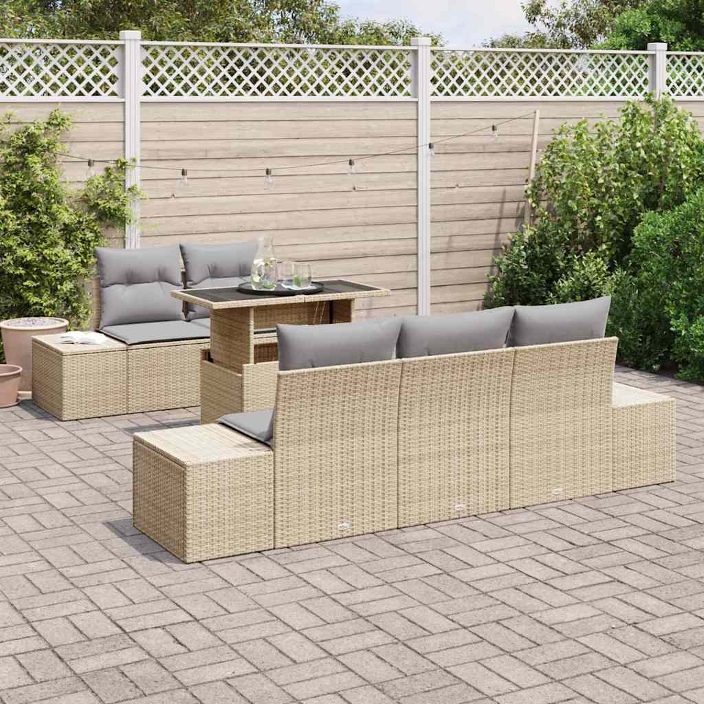 Set Divano da Giardino con cuscino 6 pcs Beige e Grigio Chiaro - immagine 3