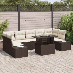 Set Divano da Giardino 8 pcs Marrone e Crema 100 x 55 x 73 cm