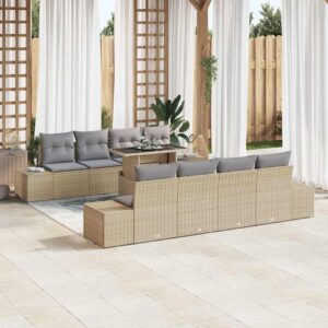 Set Divano da Giardino con cuscino 7 pcs Beige e Grigio Chiaro