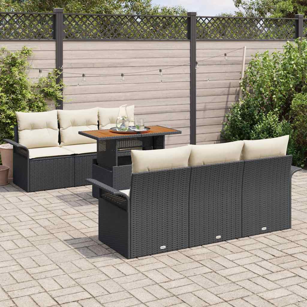 Set Divano da Giardino con archiviazione 7 pcs Nero Poly Rattan - immagine 3