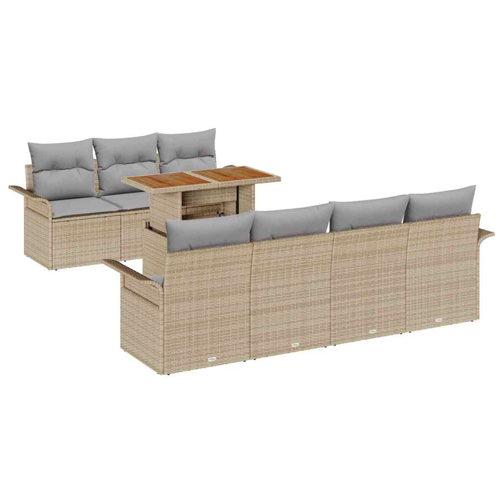 Set Divano da Giardino 8 pcs Beige Poly Rattan - immagine 2