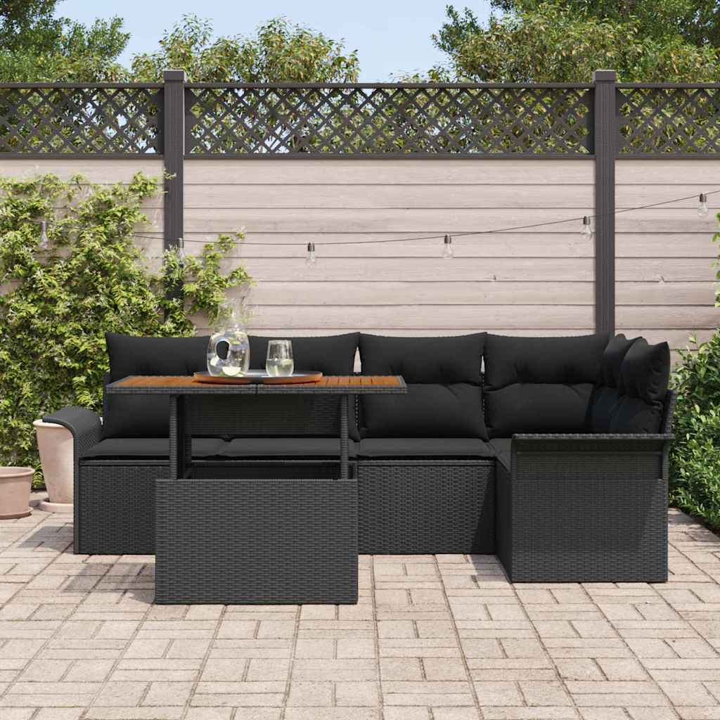 Set Divano da Giardino con archiviazione 6 pcs Nero Poly Rattan - immagine 3