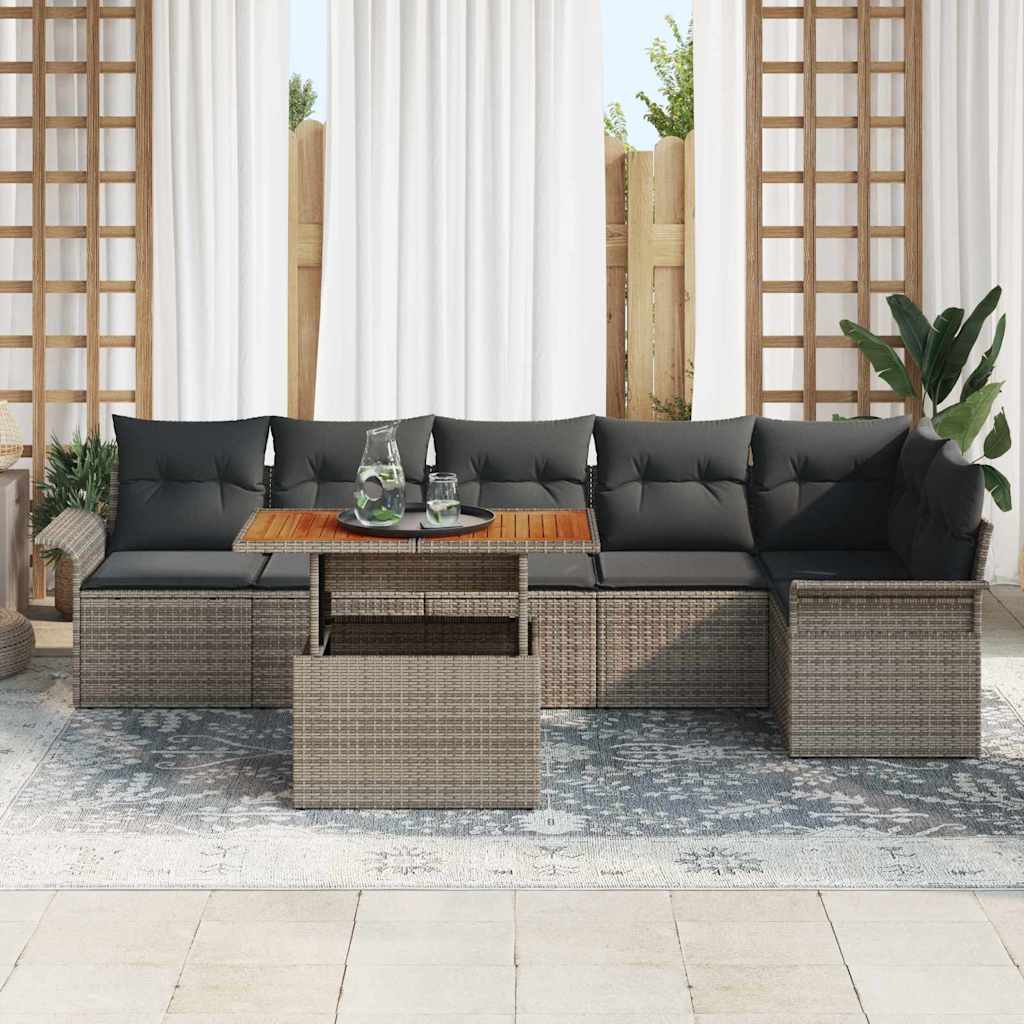 Set Divano da Giardino 7 pcs Grigio Poly Rattan - immagine 3